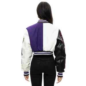 Femmes de haute qualité col rond veste universitaire personnalisé Letterman culture laine corps cuir manches Chenille broderie pour l'hiver - Product Image 5