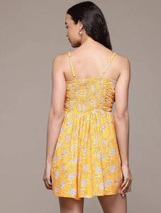 Robe en coton imprimé bloc à la main indienne nouvelle tenue d'été décontractée à la mode avec tour de taille naturel de style doux pour le cadeau de la Saint-Valentin - Product Image 4