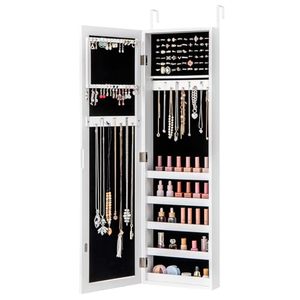 Armoire à bijoux en verre moderne <span class=keywords><strong>Giantex</strong></span> avec miroir pleine longueur, organisateur mural, porte magnétique et grand rangement pour boucles d'oreilles - Product Image 1