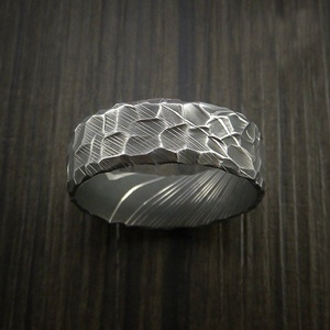 แหวนแต่งงานเหล็กดามัสกัสสำหรับผู้ชายทำด้วยมือแหวนหมั้นใช้ได้ทั้งชายและหญิงโดยผู้ผลิตมีดเครื่องมือกำหนดแหล่งพลังงานเอง - Product Image 4