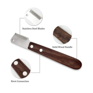 Cuchillo pelador de acero inoxidable para perros con mango de madera antideslizante, herramientas de herrador para el cuidado de mascotas - Product Image 3