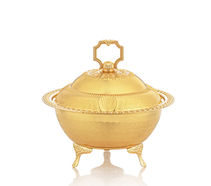 Bol à chocolat et dattes de service de table moderne et luxueux en métal jetable pour usage domestique, aspect arabe, finition dorée de haute qualité - Product Image 1