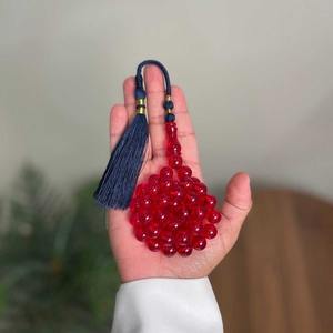 Tasbih en résine rose, perles de prière rondes, chapelet islamique, tasbeeh musulman, fabrication artisanale indienne - Product Image 2