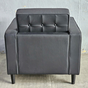 Sillón GSD68035 06, Sofá Individual con Diseño Acolchado, Cuero Genuino Cuadrado, Simili Negro Horneado, Muebles para el Hogar, Metal, Apartamentos - Product Image 6