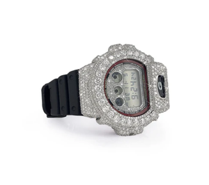 Reloj con Esfera Blanca y Roja con Correa de Moissanita, Caja de Acero Inoxidable, Resistente al Agua hasta 10 Bares - Product Image 2