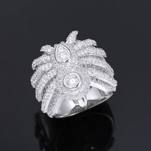 แหวนฮิปฮอปทรงแมงมุมทองคำแท้ 14k ประดับเพชรโมอิสซาไนต์แท้จากผู้ผลิต เหมาะสำหรับทั้งชายและหญิง ใช้เป็นเครื่องประดับงานแต่งงาน - Product Image 2