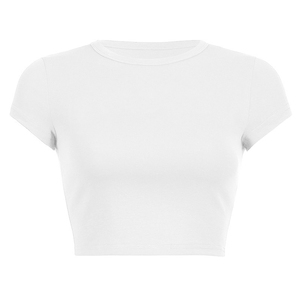 Venta al por mayor de alta calidad de talla grande logotipo personalizado Slim Fit camisetas de verano de cuello redondo Casual Crop Top camisetas - Product Image 4
