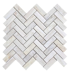 Mosaico de Mármol Blanco, Diseño de Espiga Doble de 3 Puntas, Pulido, 8mm de Grosor, Moderno, para Pared Interior, Baño, Resistente al Agua - Product Image 5