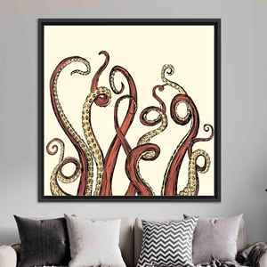 Abstract Octopus Tentacle Wall Art: Printed Canvas Artwork,BLACK <b>FRAMED</b> CANVAS - Product Image 1