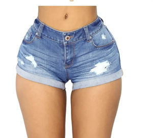 กางเกงยีนส์ขาสั้นเอวสูงของผู้หญิงระบายอากาศได้ดีแนะนำฤดูร้อน2025 - Product Image 4