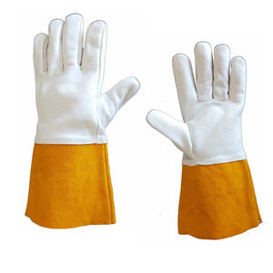 Meilleur prix Gants en cuir de chèvre jaune robuste Taille XL Manchette longue Étanche Mig Tig Soudage Ignifuge Anti-coupure Vente chaude - Product Image 3