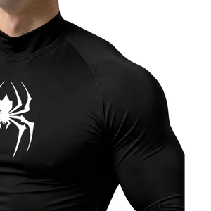 T-shirt de compression décontracté pour homme à manches longues, col montant, imprimé araignée, pour la gym, l'entraînement, le fitness, la course, coupe ajustée, vêtements de sport ODM - Product Image 3
