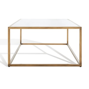 Mesa de Centro Moderna para Sala de Estar con Marco de Metal Dorado de Diseño Simple y Ecológico, con Tapa de Mármol Móvil - Product Image 2