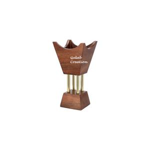 2025 New Arrival Custom High Quality Creative Acacia Wood & Metal Decorative Wooden <b>Candle</b> Holder - Product Image 1