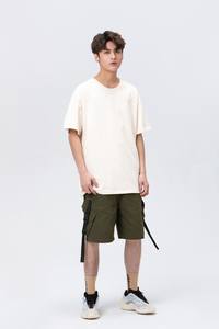 T-shirts unisexes en coton 100% respirant, logo personnalisé, été 240, tricot long anti-boulochage pour hommes - Product Image 3