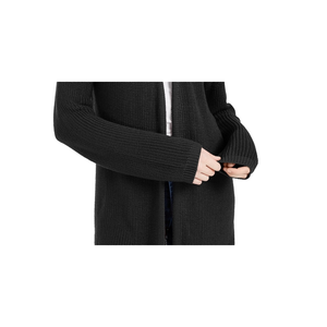 Cardigan Lungo Nero Casual da Ragazza Hippie Rose con Ricamo Floreale e Dettagli a Bottoni, Taglia XS per la Stagione Autunnale - Product Image 3