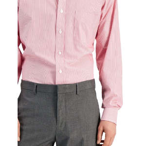 Camicia Rossa da Uomo Vestibilità Regolare 100% Cotone Popeline Antipiega Stile Club con Colletto Abbottonato Taglia 32X33 per Primavera - Product Image 3