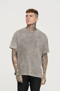 T-shirt homme color block oversize coupe carrée épaules tombantes manches courtes décontracté en coton coupe ample streetwear - Product Image 2