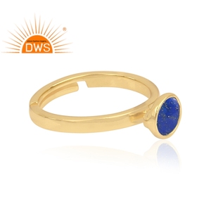 Best Selling Sterling Silver 18K Gold Plated Natural <b>Lapis</b> <b>Lazuli</b> Gemstone Stackable <b>Ring</b> Demi Fine Jewelry Manufacturer - Product Image 2