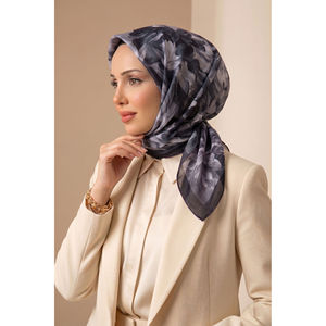 Floral Pattern Black Scarf Series Elegant Headpiece and Neckerchief - Product Image 1