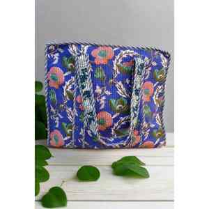Bolso Tote Bohemio de Verano Hecho a Mano y Sostenible Bohamin para Mujer, Azul, con Cierre de Cremallera, de Algodón Sólido, Talla Única, para Uso Diario - Product Image 2