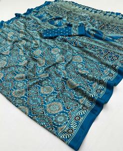 Nouveau saree fantaisie AJRrakh Gajji bandhej Lagdi pure Gajji Soft Silk saree - Product Image 1