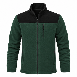 Chaqueta de lana con bloques de color azul marino para hombre, con cuello alto, cremallera completa, a prueba de viento, para invierno y actividades al aire libre. - Product Image 4