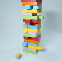 Ensemble de jouets de construction de blocs de tour en bois colorés et amusants et éducatifs pour enfants et familles-Jeu d'empilage et d'équilibrage