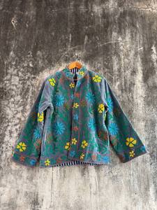 Elegant Handmade Velvet Suzani Floral Embroidered <b>Jacket</b> – Luxury Ethnic Boho Women's Statement Coat - Product Image 3