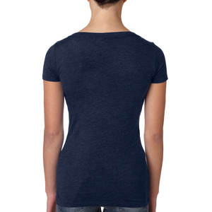 Camiseta azul marino de media manga con cuello redondo suave para mujer - Product Image 2