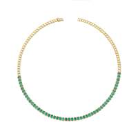 Collar de Eslabones de Tenis con Diamantes y Esmeralda de Lujo en Oro de 14K (Natural), Fabricante Internacional de Joyería al por Mayor y al por Menor OEM