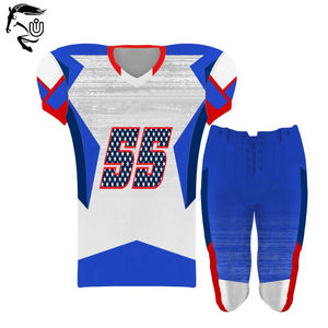 Uniformes de fútbol americano personalizados al por mayor, poliéster transpirable, manga corta, diseño impreso, MOQ bajo, alta calidad - Product Image 1