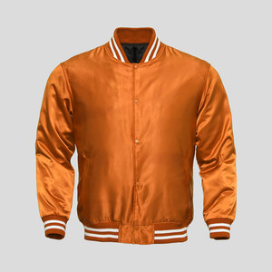Chaqueta de béisbol de bombardero de satén de alta calidad unisex personalizada OEM lana cierre de cremallera XL tamaño soporte lienzo estampado al por mayor algodón - Product Image 4
