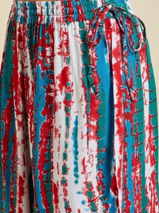 Nouveauté : Kurtis Rama pour femmes, prêt-à-porter, multicolores, imprimé tie-dye, col en V, coupe trapèze, en rayonne pure, avec pantalon palazzo assorti, vente en gros OEM - Product Image 2