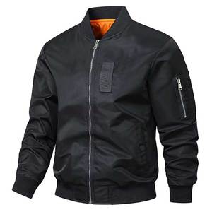 Bomber <b>Jacket</b> Men Winter Solid Stand Collar Casual <b>Slim</b> <b>Fit</b> Windbreaker Cargo <b>Jacket</b> - Product Image 1