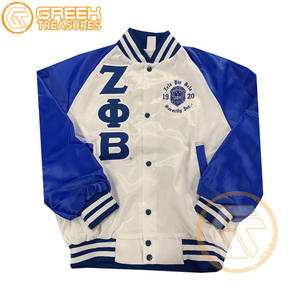 เสื้อแจ็คเก็ตวาร์ซิตี้ Zeta Phi Beta แบบสั่งทำพิเศษ เสื้อผ้าสำหรับชมรมนักศึกษาหญิง คุณภาพสูง ระบายอากาศได้ดี ผ้าซาติน ปักอักษรตราสโมสร สำหรับฤดูใบไม้ร่วง - Product Image 3