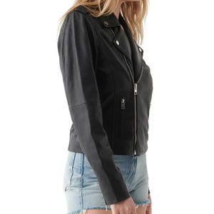 Chaqueta de cuero sólido para mujer de diseño único de venta caliente con forro de nylon Chaquetas con logotipo OEM Procesamiento en bruto con servicio OEM - Product Image 4