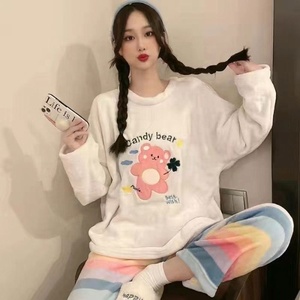 Set Pigiama Invernale in Flanella per Donna all'Ingrosso, Logo Personalizzato, Caldo Pigiama in Pile Corallo |   Abbigliamento Comodo per Signore, Etichetta Privata - Product Image 2