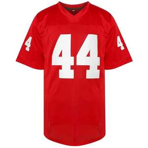 เสื้อฟุตบอลสไตล์อเมริกันวินเทจสำหรับผู้ชาย ตัดเย็บโดยผู้ผลิตตามสั่ง ทรงโอเวอร์ไซส์ คอวี ผ้าตาข่าย ตัดเย็บด้วยเทคนิคการตัดอัตโนมัติ - Product Image 1