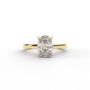 Luxury Women's 14K Solid Yellow Gold Oval White Lab-grown <b>Diamond</b> <b>Ring</b> with IGI Certificate - Product Image 1