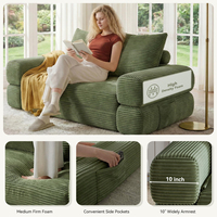 Sofá Cama Convertible 4 en 1, Sofá Cama Plegable de 76 Pulgadas, Tapicería de Pana Ancha, Colchón sin Estructura