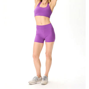 Nueva llegada de color sólido de la aptitud de desgaste de los pantalones cortos de entrenamiento de los pantalones cortos de verano de cintura alta de moda de las mujeres - Product Image 4