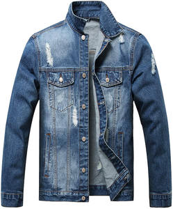 Veste en jean pour hommes, broderie de détresse, design personnalisable, matériau en coton respirant, cousu à la machine pour le printemps - Product Image 2