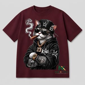 เสื้อยืดโอเวอร์ไซส์ลายการ์ตูนแมวคิงสำหรับผู้ชาย สไตล์ลำลองฮิปฮอป สตรีทแวร์ ผ้าฝ้ายระบายอากาศดี พิมพ์ลายกราฟิก เหมาะสำหรับฤดูร้อน - Product Image 4