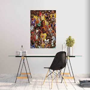Póster de Baloncesto de Superestrellas con M. Jordan, L. James y K. Bryant, Diseño Moderno en Lienzo para Pared - Product Image 1