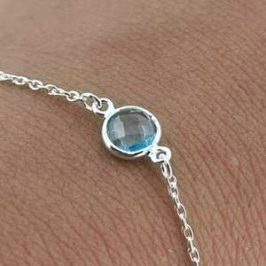 Handmade 925 Sterling <b>Silver</b> <b>Bracelet</b> with Blue Topaz Crystal <b>Bangles</b> & <b>Bracelets</b> - Product Image 1