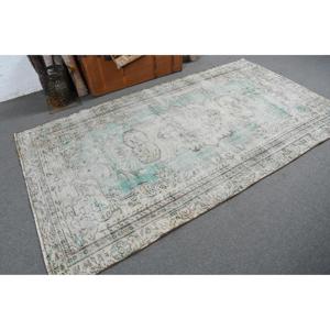 Alfombra Turca Vintage Ecológica de 4.8x8 pies, Azul y Blanca con Diseño Floral, de Lana con Base de Látex - Product Image 2