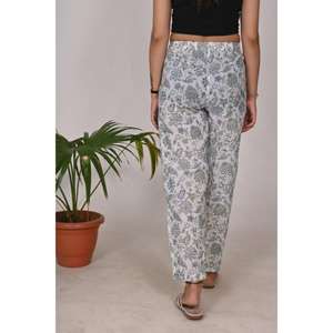 Pyjama à imprimé floral pour femmes Pantalon de nuit en coton avec taille élastique Pyjama de nuit respirant et léger - Product Image 6