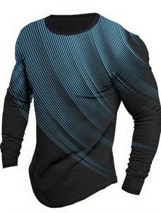 Haut à manches longues en coton 100% classique vintage pour hommes imprimé graphique géométrique T-shirt décontracté de sport en plein air surdimensionné à manches longues - Product Image 6