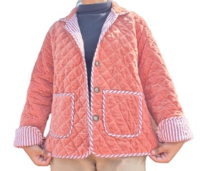 Abrigo de Invierno Acolchado Reversible Transpirable de Terciopelo de Algodón, Chaqueta Hermosa Hecha a Mano para Mujer - Product Image 1